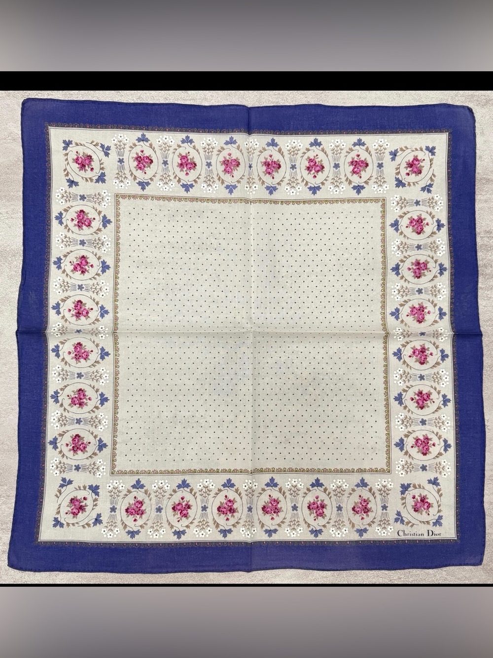 Christian Dior Vintage Handkerchief 18 x 18 inches, Thin cotton
